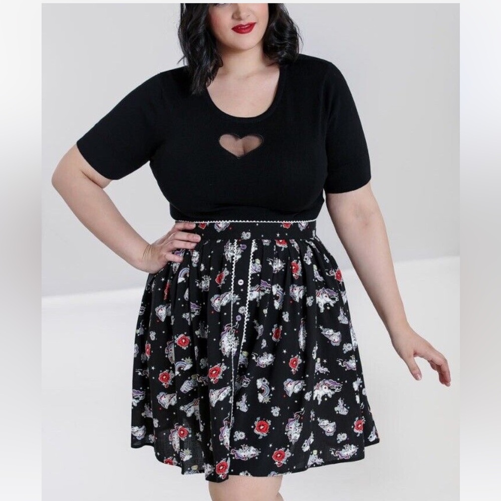 Hell Bunny Mini Skirt Unicorn Rainbow Print Whimsical NEW XL